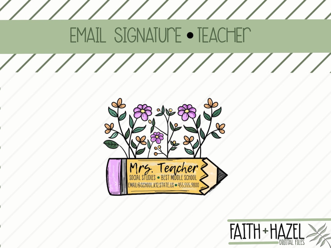 Personalized Email Signature * Preppy * Pencil * Flower * Floral ...