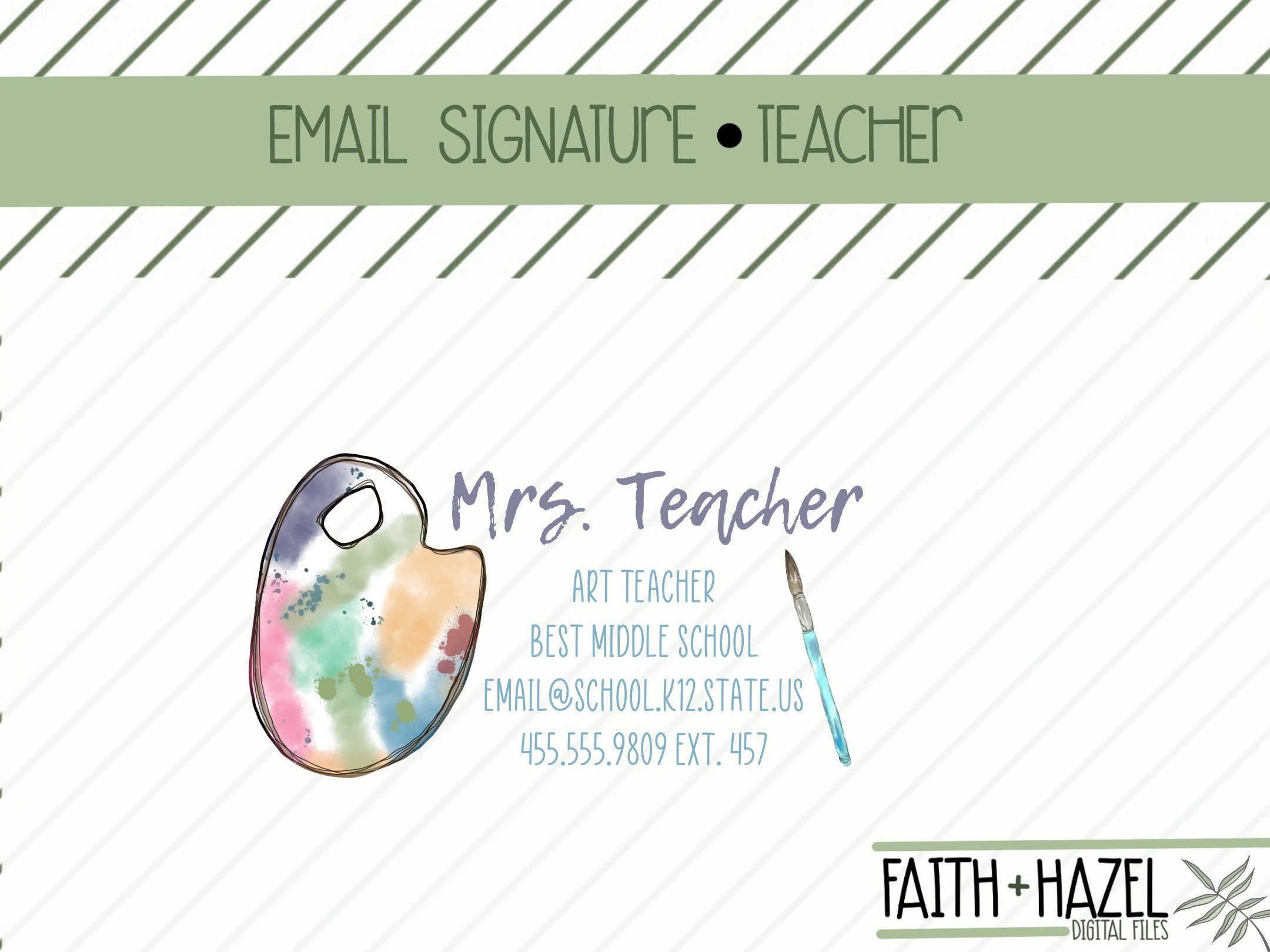 Personalized Email Signature * Art * Elementary * Middle * High * Teacher