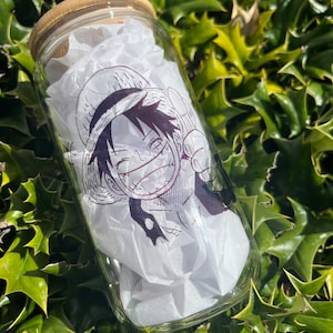 One Piece Luffy - Black Outline 16oz Clear Tumbler