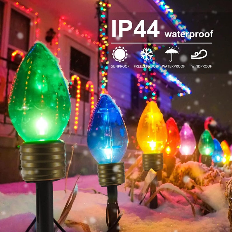 Solar Christmas Pathway Lights Jumbo C9 Outdoor 8.5 Feet C9 Etsy