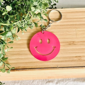 Happy Face Keychain | Acrylic Keychain | Smile Face Keychain | Key Ring |
