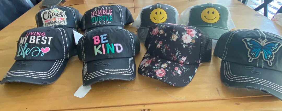Distressed Graphic Baseball Cap: Butterfly, Camper, Kind  display picture 3