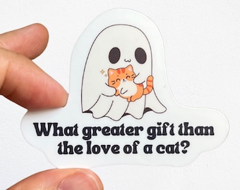 Funny Cat Ghost Sticker: Waterproof Vinyl Decal for Cat Lovers