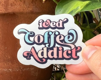 Iced Coffee Addict Sticker: Retro Groovy Vinyl, Waterproof