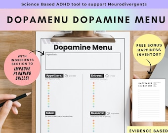 Dopamine Menu: ADHD Planner, Self-Care Resource (Digital Printable Template)