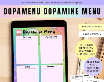 Planificador de menú de dopamina para el TDAH: Arcoíris imprimible (descarga digital)