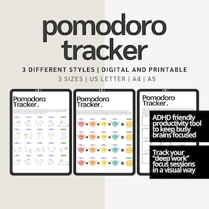Printable Pomodoro tracker, pomodoro planner printable, productivity planner ipad, study session planner, pomodoro technique, study tracker