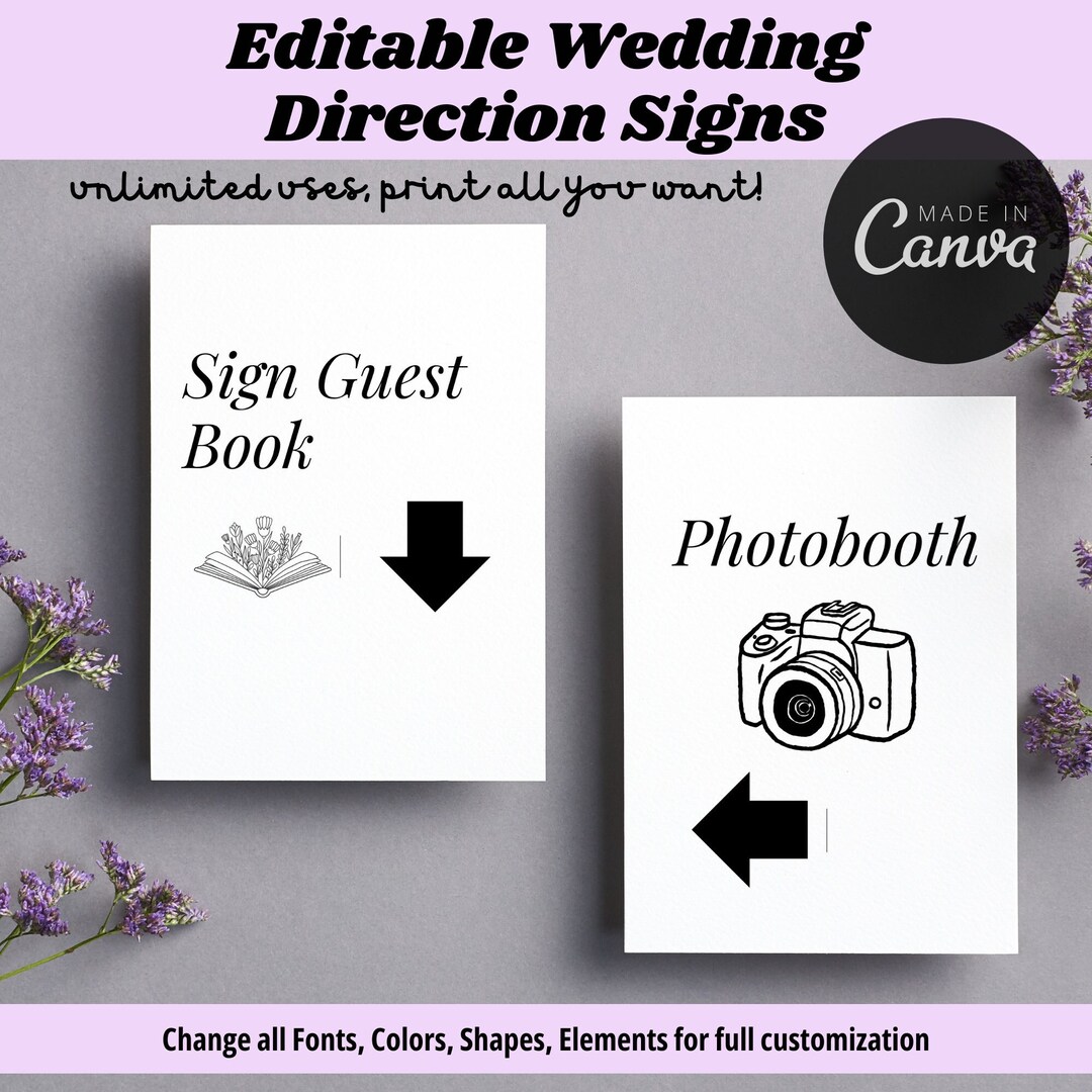 Editable Wedding Template for Simple Directions, Minimalist Wedding