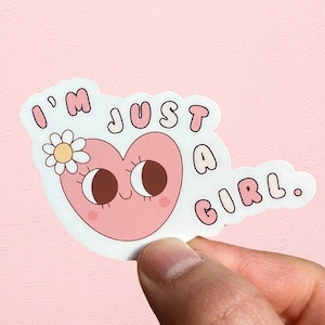 I’m Literally Just A Girl Sticker Retro Water Bottle Sticker Laptop Sticker Girly Sticker Flower Heart Sticker Pink Girl sticker Sarcastic