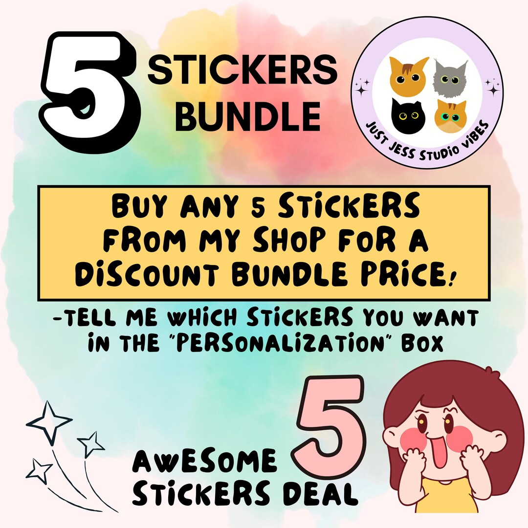 Custom Sticker Set: Pick Any 5 Glossy Vinyl Stickers - Etsy