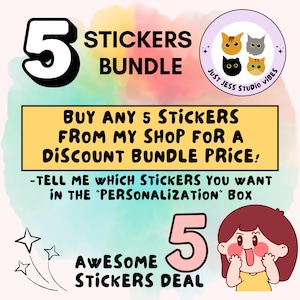 Choose Any 5 Stickers Bundle Glossy Vinyl Sticker Pack for Laptop Water Bottle  Journal Kawaii Aesthetic Custom Sticker Set Mix and Match