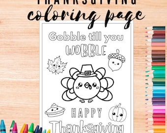 Kleurplaat Thanksgiving: afdrukbaar kawaii kalkoen (pdf)