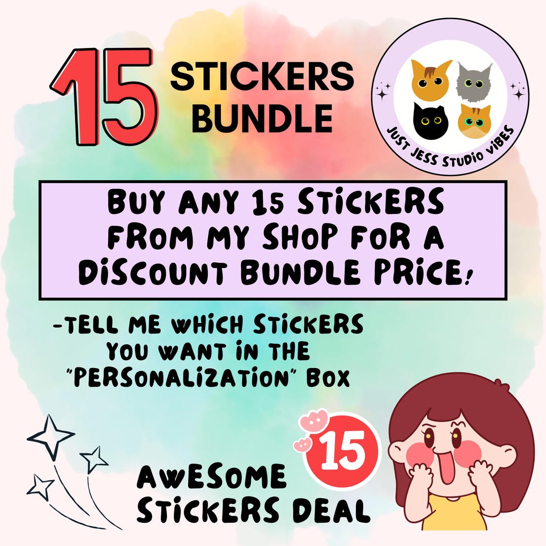 Custom Sticker Set: Pick Any 15 Glossy Vinyl Stickers - Etsy