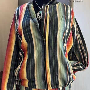 New womens plus size multi colored olive aztec western striped zipper bomber jacket with pockets XL 1X 2X 3X boho biker chic
