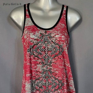 New Vocal Apparel womens embellished crystal red burnout aztec sleeveless a line swing tank top shirt s m l xl usa