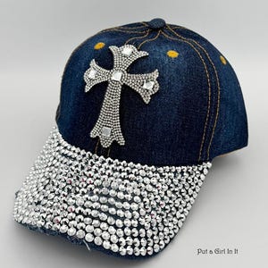 Denim Cowgirl Hat With Rhinestones - Etsy
