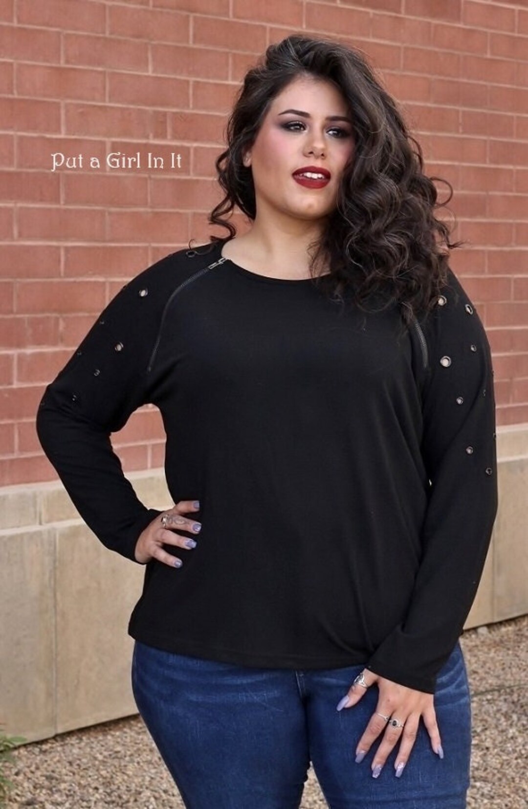 その他 SALSATION TOPS size XS New Vocal Apparel Womens Plus Size Solid Soft Black Eyelet Zipper