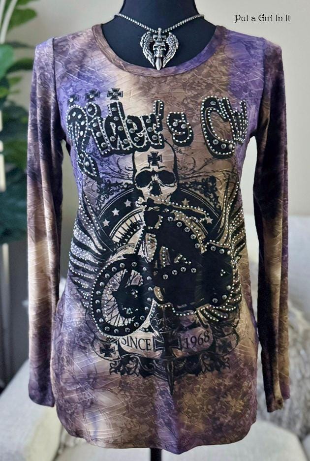 T-shirt Vintage Harley-Davidson Femme Taille XL - Blanc Manches Longues - Coton - Années Y2K