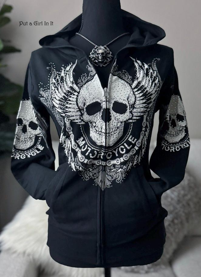 Rhinestone Harley Davidson Zip up Jacket - Etsy