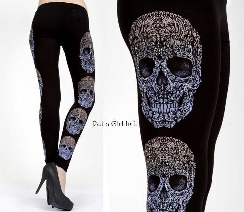 3XL Women's Bulk Milk Silk Halloween Soft Skulls Printed Pattern Leggings -  China Women Leggings and Women Yoga Leggings price