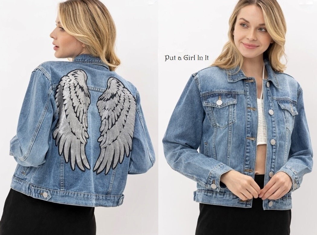 Girls Angel Wings Denim Jacket