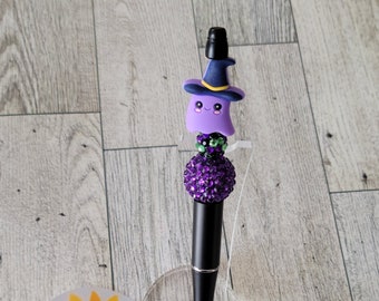 Purple Ghost Pen, Cute Ghost Pen, Ghost Beaded Pen, Halloween Pen, Silicone Beaded Pen, Halloween Gift, Gift for Her