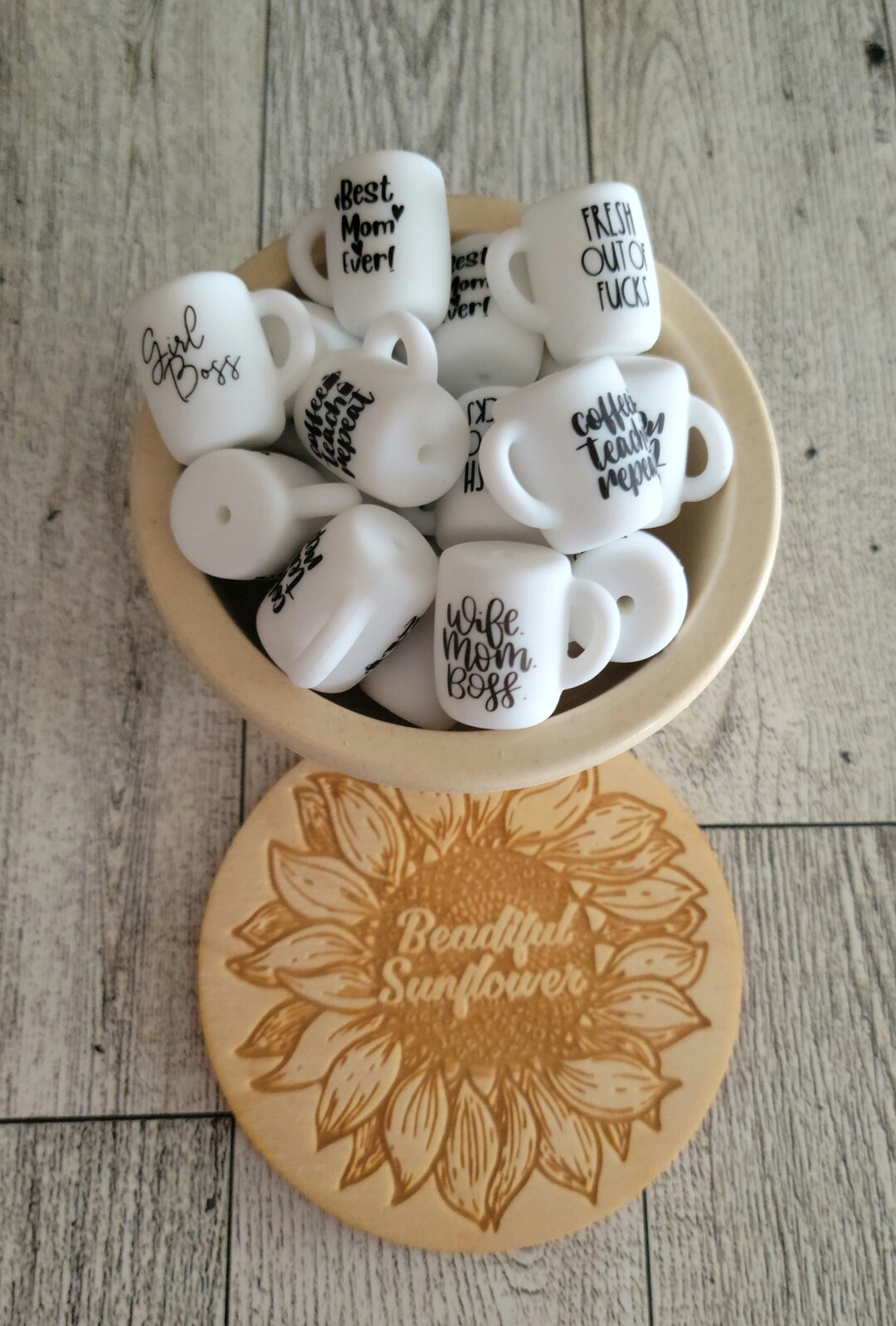 Silicone Coffee Mug Beads, Coffee Cup Beads, Mini Coffee Mug, Girl Boss, Best Mom Ever, Wife Mom