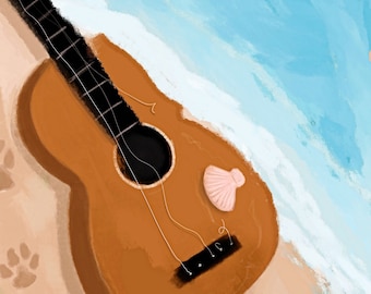 Guitar print, guitar wall art, guitar wall decor, guitar artwork