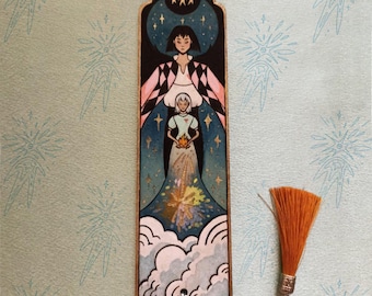 Bookmark, Howl's Moving Castle, Hand painted with golden details, Handmade.