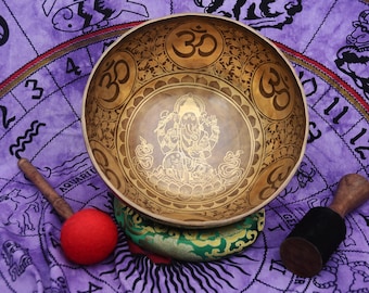 13 inches Diameter Ganesh  handmade singing bowl-Tibetan Himalayan singing bowl -Master healing singing bowl for Meditation