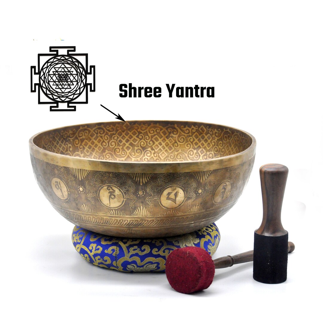 Big Singing Bowlsri Yantra Carved Extra Large Singing Etsy