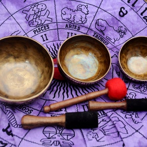 Full moon singing bowl set of 3-3 chakra Healing full moon singing bowl -Best for Balancing Chakra-Healing and meditation-Mindfulness