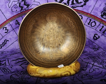 25 cm Diameter yogi carved Handmade signing bowl-Himalayan yoga bowl- Chakra Healing and Meditation bowl-Mindfulness and peace-Bliss in life