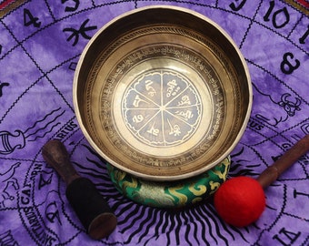 9 inches Diameter Mantra carved Handmade singing bowl-7 chakra Healing Himalayan singing bowl from Nepal-yoga bowl-Blessed bowl-Nepal