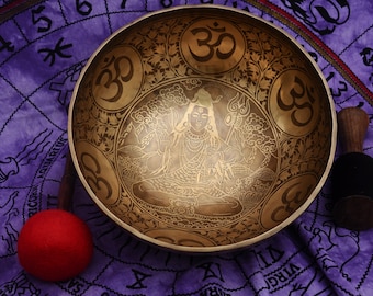 13 inches Diameter lord shiva carved handmade singing bowl-Tibetan Himalayan singing bowl -Master healing singing bowl for Meditation