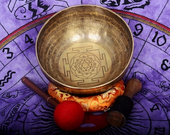 11 inches Diameter Mandala carved singing bowl-Tibetan singing bowl-Master Healing Tibetan singign bowl for Meditation -Chakra Bowl-Balance