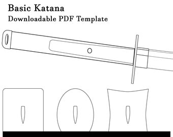 Patron de katana de base PDF ; Accessoire d'épée modèle PDF de katana japonais simple