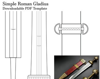 Simple Roman Gladius Pattern PDF; gladius style short sword template/pattern pdf for cosplay/props