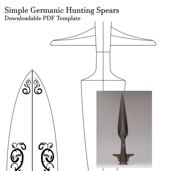 Simple Hunting Spear PDF; basic Germanic hunting spears PDF template spear prop