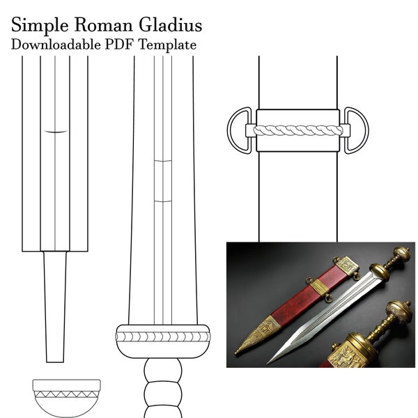 Simple Roman Gladius Pattern PDF; gladius style short sword template/pattern pdf for cosplay/props