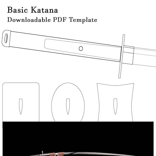 Basic Katana Pattern PDF; simple Japanese katana PDF template sword prop