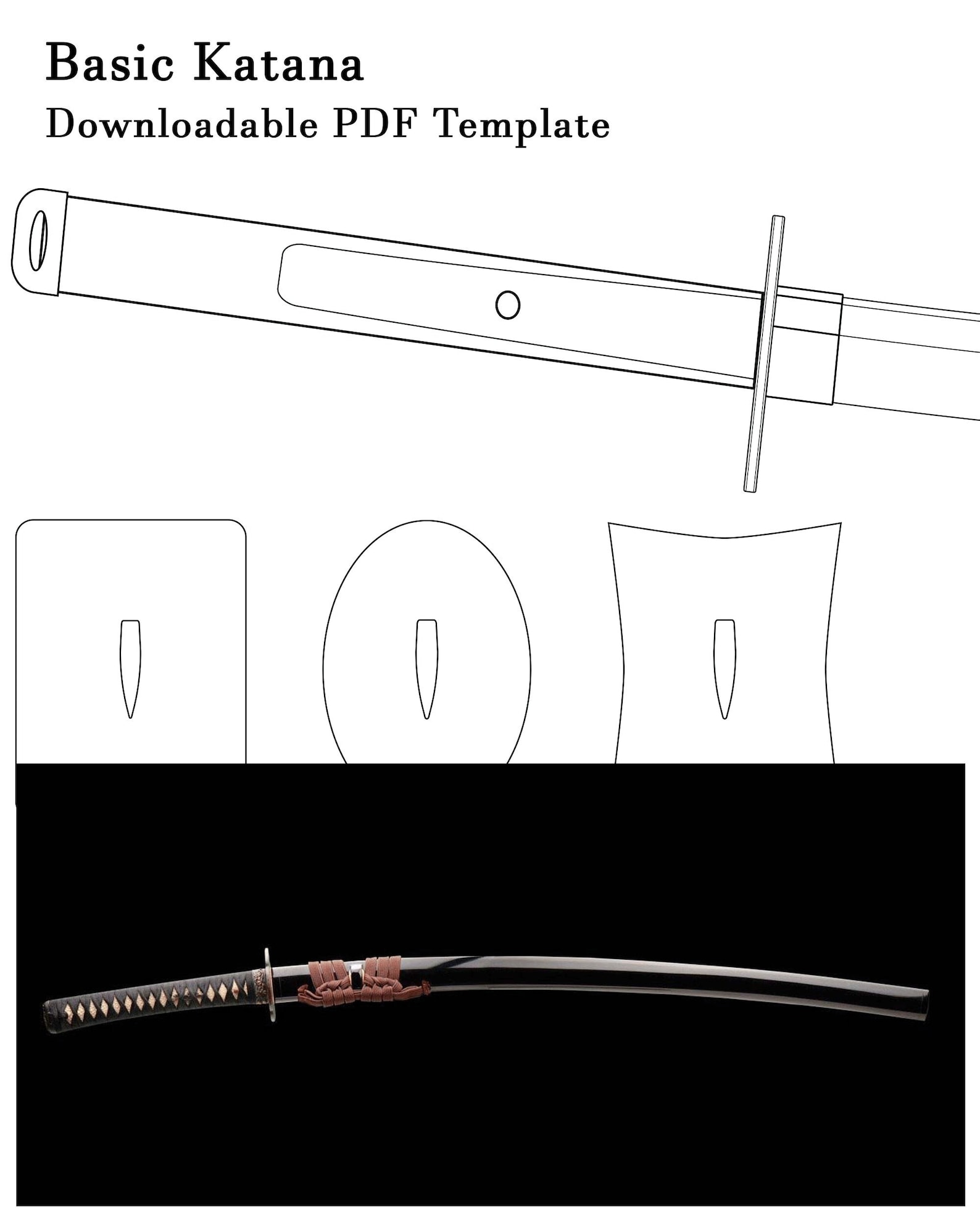 Basic Katana Pattern PDF Simple Japanese Katana PDF Template Sword Prop Basic Katana Pattern PDF Simple Japanese Katana PDF Template Sword Prop