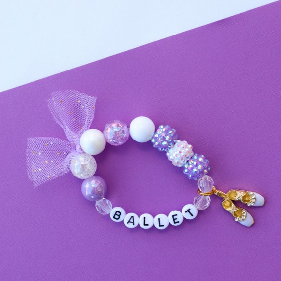 Personalized Kids Bracelet, Custom Beaded Charm Bracelet, Dance Bracelet,  Toddler Bracelet, Little Girl Bracelet, Ballet Bracelet