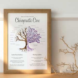 Impresión artística de árbol quiropráctico para sanación holística y decoración de bienestar / Póster quiropráctico