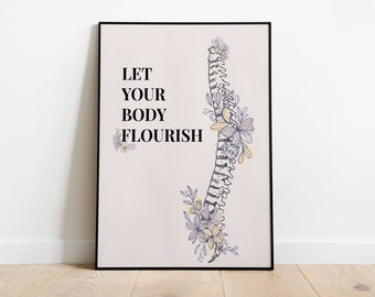 Floral Spine Art Print | Chiropractic Office Decor (Digital Download)