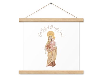 Our Lady of Mount Carmel Print Poster mit Magnetischen Holz Aufhänger Katholische Wand Art Decor