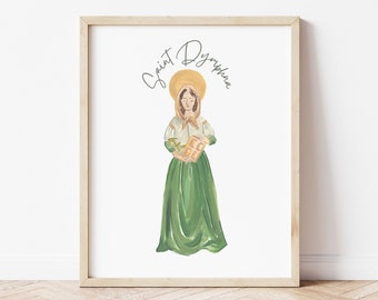 Saint Dymphna Wall Art katholieke illustratie DIGITALE DOWNLOAD