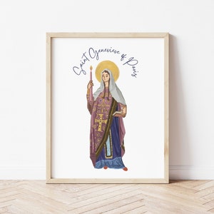 Saint Genevieve van Parijs Print katholieke muurkunst DIGITALE DOWNLOAD