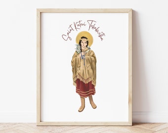 Saint Kateri Tekakwitha Print katholieke christelijke kunst
