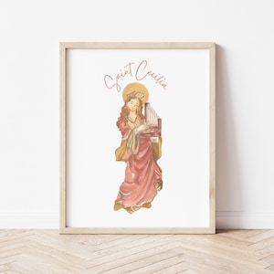 Saint Cecilia Wall Art Catholic Illustration DIGITAL DOWNLOAD